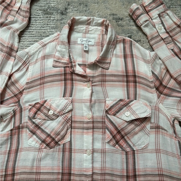 Jessica Simpson Long Sleeve Button Down Plaid Size S - Picture 7 of 11